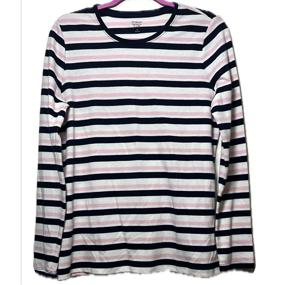 Kim Rogers Striped Long Sleeve Top, Navy, Pink & White, Crew Neck‎ - S - NWOT